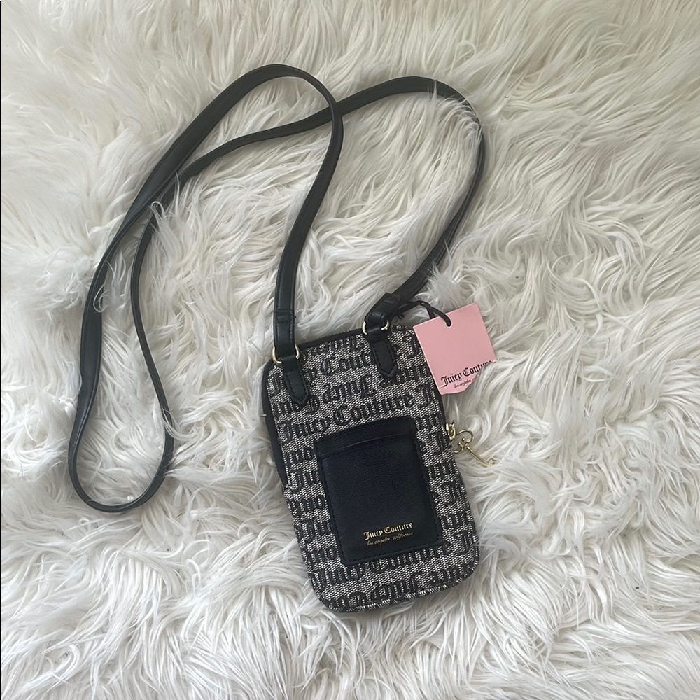 Juicy Couture Black and Gray Tweed Crossbody Bag